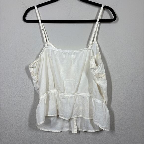 Amo Size Large Danica Cami Cream Pima Cotton Lace Trim Button Up Spaghetti Strap - Picture 3 of 7